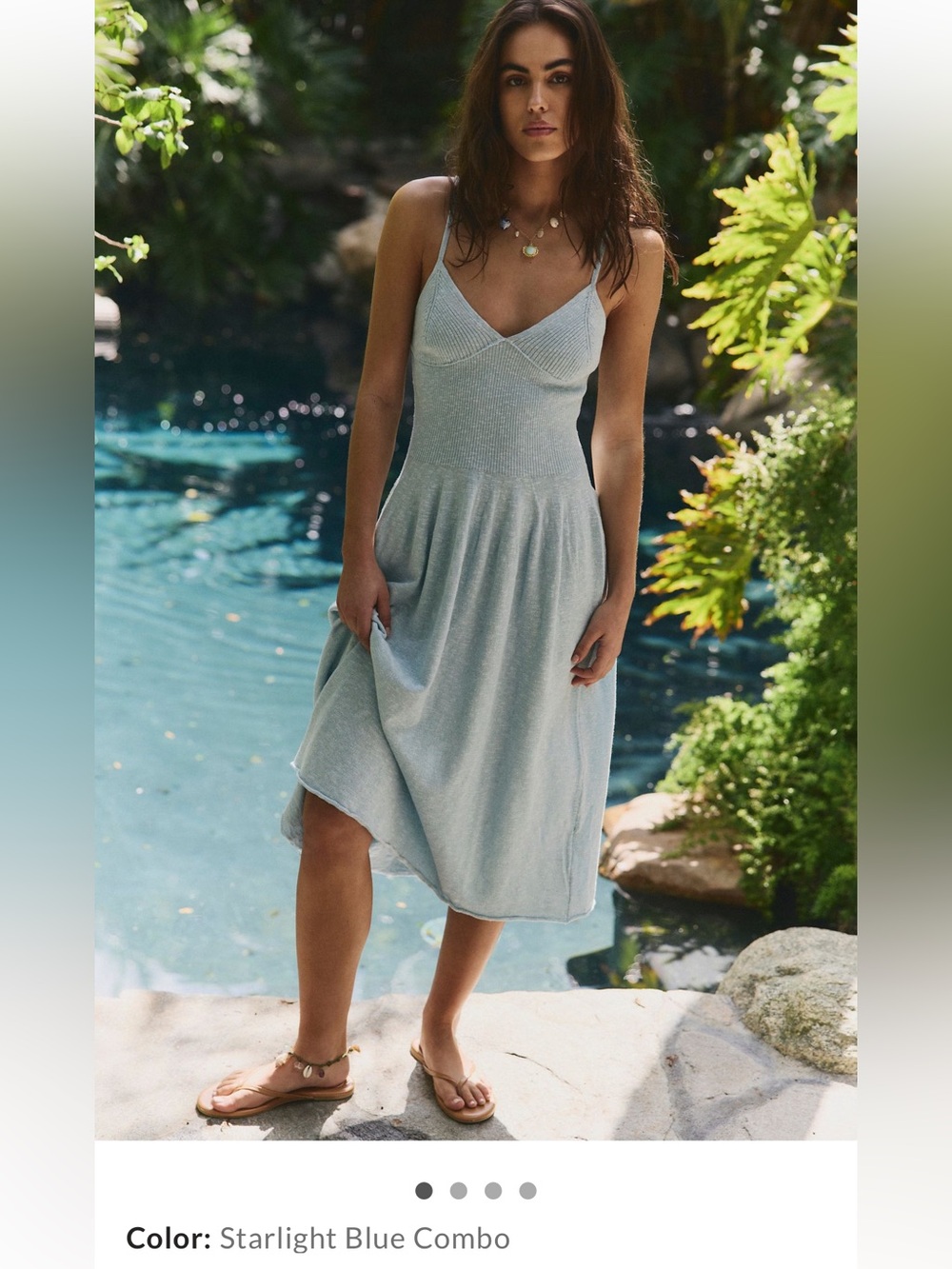 Free People Tula Sweater Midi Dress in Starlight Blue Combo